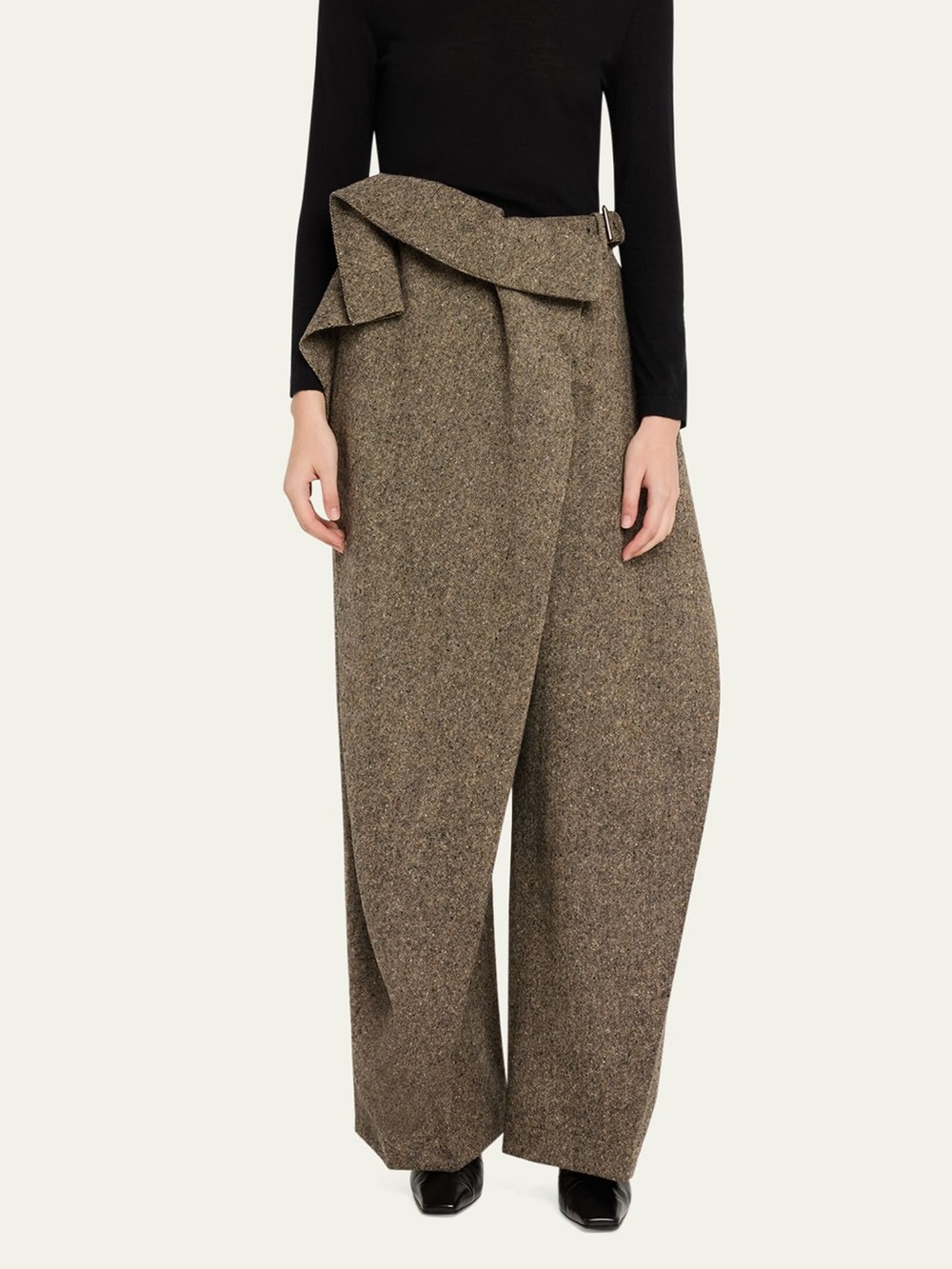 LIKE NEW JW Anderson Women’s Asymmetric Structured Wool Wide Leg Trouser Pants